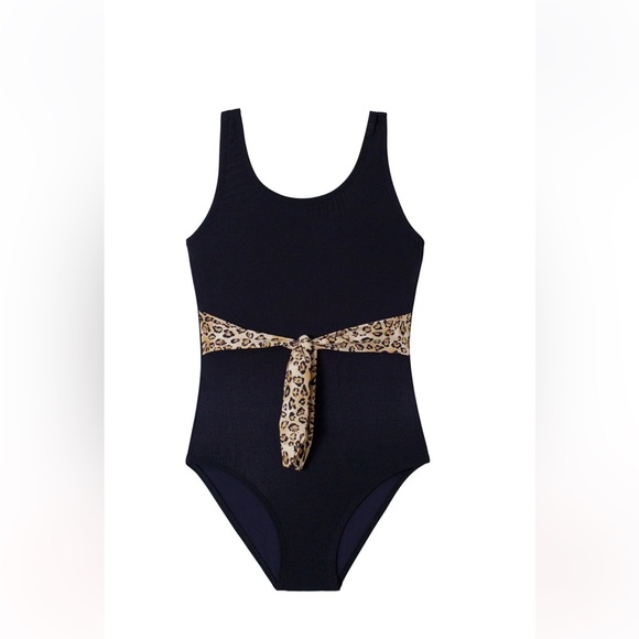 🆕 PQ Swim Kids Leopard Belted Bow One piece - Picture 1 of 7